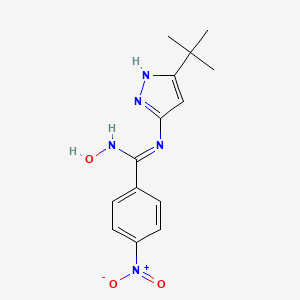 molecular formula C14H17N5O3 B12546418 N-(5-tert-Butyl-2H-pyrazol-3-yl)-4-nitrobenzamide oxime CAS No. 152828-23-4