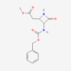 molecular formula C14H16N2O5 B12546492 Methyl 2-[4-oxo-3-(phenylmethoxycarbonylamino)azetidin-2-yl]acetate 