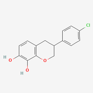 molecular formula C15H13ClO3 B12546565 3-(4-Chlorophenyl)-3,4-dihydro-2H-1-benzopyran-7,8-diol CAS No. 143329-34-4