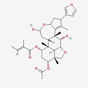 molecular formula C33H44O9 B1254659 [(1R,2S,11R,12S,13R,16R,17R,19S)-17-acetyloxy-8-(furan-3-yl)-4,12-dihydroxy-1,9,11,16-tetramethyl-5,14-dioxapentacyclo[11.6.1.02,11.06,10.016,20]icos-9-en-19-yl] (E)-2-methylbut-2-enoate 