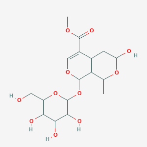 molecular formula C17H26O11 B1254666 Methyl 3-hydroxy-1-methyl-8-[3,4,5-trihydroxy-6-(hydroxymethyl)oxan-2-yl]oxy-1,3,4,4a,8,8a-hexahydropyrano[3,4-c]pyran-5-carboxylate 