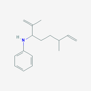 molecular formula C16H23N B12546663 Benzenamine, N-[4-methyl-1-(1-methylethenyl)-5-hexenyl]- CAS No. 145913-59-3