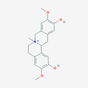 molecular formula C20H24NO4+ B1254686 3,10-dimethoxy-7-methyl-6,8,13,13a-tetrahydro-5H-isoquinolino[2,1-b]isoquinolin-7-ium-2,11-diol 