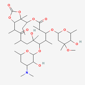 molecular formula C38H65NO14 B1254695 8-[4-(Dimethylamino)-3-hydroxy-6-methyloxan-2-yl]oxy-2-ethyl-9-hydroxy-6-(5-hydroxy-4-methoxy-4,6-dimethyloxan-2-yl)oxy-1,5,7,9,11,13-hexamethyl-3,15,17-trioxabicyclo[12.3.0]heptadecane-4,12,16-trione 