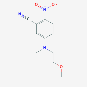 molecular formula C11H13N3O3 B12547051 Benzonitrile, 5-[(2-methoxyethyl)methylamino]-2-nitro- CAS No. 821776-60-7