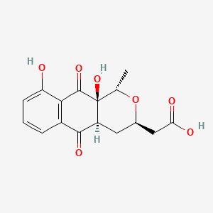 molecular formula C16H16O7 B1254707 2-[(1S,3R,4aR,10aR)-9,10a-dihydroxy-1-methyl-5,10-dioxo-1,3,4,4a-tetrahydrobenzo[g]isochromen-3-yl]acetic acid 