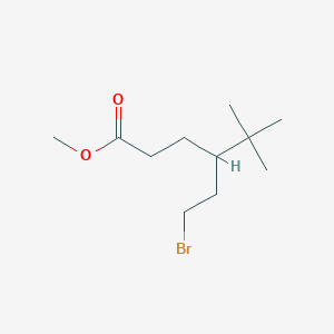 molecular formula C11H21BrO2 B12547119 Hexanoic acid, 4-(2-bromoethyl)-5,5-dimethyl-, methyl ester CAS No. 142722-40-5