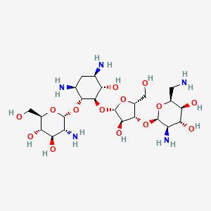 (2S,3S,4R,5R,6R)-5-amino-2-(aminomethyl)-6-[(2R,3R,4R,5S)-5-[(1R,2R,3S,5R,6S)-3,5-diamino-2-[(2S,3R,4R,5S,6R)-3-amino-4,5-dihydroxy-6-(hydroxymethyl)oxan-2-yl]oxy-6-hydroxycyclohexyl]oxy-4-hydroxy-2-(hydroxymethyl)oxolan-3-yl]oxyoxane-3,4-diol