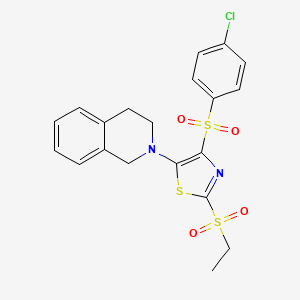 4-(4-chlorophenyl)sulfonyl-5-(3,4-dihydro-1H-isoquinolin-2-yl)-2-ethylsulfonylthiazole