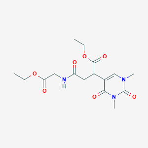 molecular formula C16H23N3O7 B12547426 Ethyl 2-(1,3-dimethyl-2,4-dioxopyrimidin-5-yl)-4-[(2-ethoxy-2-oxoethyl)amino]-4-oxobutanoate 