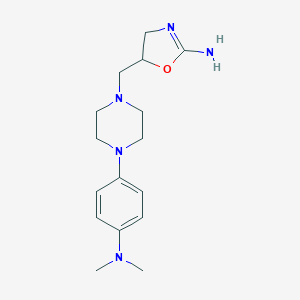 molecular formula C16H25N5O B125475 4,5-Dihydro-5-((4-(4-(dimethylamino)phenyl)-1-piperazinyl)methyl)-2-oxazolamine CAS No. 144881-38-9