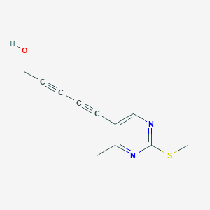 molecular formula C11H10N2OS B12547557 2,4-Pentadiyn-1-ol, 5-[4-methyl-2-(methylthio)-5-pyrimidinyl]- CAS No. 157664-66-9