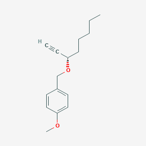 molecular formula C16H22O2 B12547728 Benzene, 1-[[[(1S)-1-ethynylhexyl]oxy]methyl]-4-methoxy- CAS No. 180977-94-0