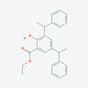 molecular formula C25H26O3 B12547849 Ethyl 2-hydroxy-3,5-bis(1-phenylethyl)benzoate CAS No. 141947-50-4