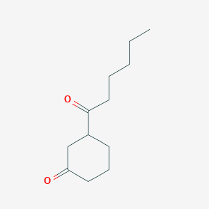 molecular formula C12H20O2 B12548053 Cyclohexanone, 3-(1-oxohexyl)- CAS No. 143676-04-4