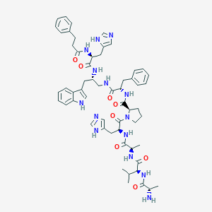 molecular formula C57H72N14O8 B125481 (Deamino-Phe19,D-Ala24,D-Pro26-(R)-Phe27)-GRP (19-27) (human, porcine, canine) CAS No. 142061-53-8