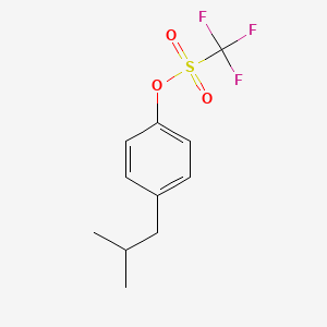 molecular formula C11H13F3O3S B12548109 Methanesulfonic acid, trifluoro-, 4-(2-methylpropyl)phenyl ester CAS No. 145624-58-4