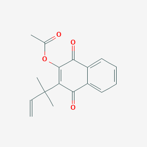 molecular formula C17H16O4 B1254815 3-(2-Methylbut-3-en-2-yl)-1,4-dioxo-1,4-dihydronaphthalen-2-yl acetate CAS No. 155656-42-1