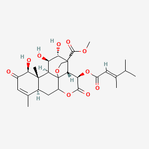 molecular formula C28H36O11 B12548287 methyl (2R,3R,8S,12S,13S,14S,15R,16R,17R)-3-[(E)-3,4-dimethylpent-2-enoyl]oxy-12,15,16-trihydroxy-9,13-dimethyl-4,11-dioxo-5,19-dioxapentacyclo[12.5.0.01,6.02,17.08,13]nonadec-9-ene-17-carboxylate 