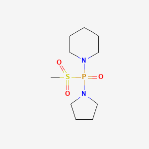 molecular formula C10H21N2O3PS B12548474 Piperidine, 1-((methylsulfonyl)-1-pyrrolidinylphosphinyl)- CAS No. 141931-14-8