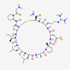 2-[(3S,6S,9S,12S,15S,20R,23S,26S,29S)-15-[[(2S)-1-(2-aminoacetyl)pyrrolidine-2-carbonyl]amino]-12-[(2S)-butan-2-yl]-20-carbamoyl-23-[3-(diaminomethylideneamino)propyl]-3,29-dimethyl-6,9-bis(2-methylpropyl)-2,5,8,11,14,22,25,28-octaoxo-18-thia-1,4,7,10,13,21,24,27-octazabicyclo[27.3.0]dotriacontan-26-yl]acetic acid