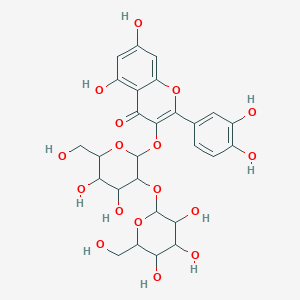 3-[4,5-Dihydroxy-6-(hydroxymethyl)-3-[3,4,5-trihydroxy-6-(hydroxymethyl)oxan-2-yl]oxyoxan-2-yl]oxy-2-(3,4-dihydroxyphenyl)-5,7-dihydroxychromen-4-one