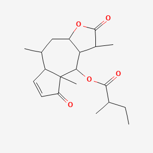 molecular formula C20H28O5 B1254867 (1,5,8a-trimethyl-2,8-dioxo-3a,4,5,5a,9,9a-hexahydro-1H-azuleno[6,5-b]furan-9-yl) 2-methylbutanoate 
