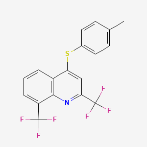 molecular formula C18H11F6NS B12548773 Quinoline, 4-[(4-methylphenyl)thio]-2,8-bis(trifluoromethyl)- CAS No. 177092-30-7