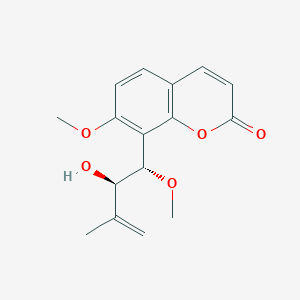 molecular formula C16H18O5 B1254880 8-[(1S,2R)-2-hydroxy-1-methoxy-3-methylbut-3-enyl]-7-methoxychromen-2-one 