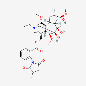 molecular formula C36H48N2O10 B1254897 (20-Ethyl-7,8,14-trihydroxy-1,6,16-trimethoxyaconitan-4-yl)methyl 2-(3-methyl-2,5-dioxopyrrolidin-1-yl)benzoate 