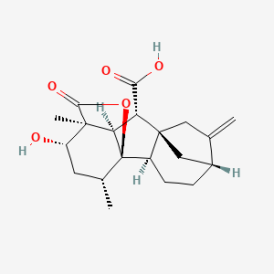 molecular formula C20H26O5 B1254902 (1S,2S,4R,4aR,4bR,7R,9aR,10S,10aR)-2-hydroxy-1,4-dimethyl-8-methylidene-13-oxododecahydro-4a,1-(epoxymethano)-7,9a-methanobenzo[a]azulene-10-carboxylic acid 