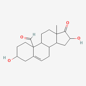 molecular formula C19H26O4 B1254903 3,16-Dihydroxy-13-methyl-17-oxo-1,2,3,4,7,8,9,11,12,14,15,16-dodecahydrocyclopenta[a]phenanthrene-10-carbaldehyde 