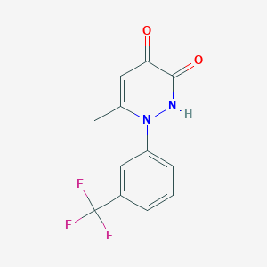 molecular formula C12H9F3N2O2 B125491 3,4-Pyridazinedione, 1,2-dihydro-6-methyl-1-(3-(trifluoromethyl)phenyl)- CAS No. 146824-74-0