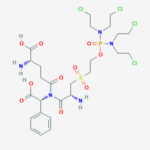 molecular formula C26H40Cl4N5O10PS B125494 (2S)-2-amino-5-[[(2R)-2-amino-3-[2-[bis[bis(2-chloroethyl)amino]phosphoryloxy]ethylsulfonyl]propanoyl]-[(R)-carboxy(phenyl)methyl]amino]-5-oxopentanoic acid CAS No. 158382-37-7
