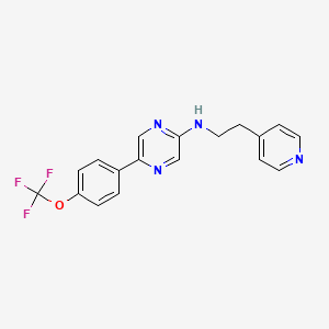 molecular formula C18H15F3N4O B12549941 Pyrazinamine, N-[2-(4-pyridinyl)ethyl]-5-[4-(trifluoromethoxy)phenyl]- CAS No. 821783-81-7