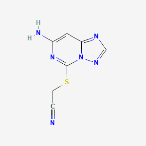 molecular formula C7H6N6S B12549977 Acetonitrile, [(7-amino[1,2,4]triazolo[1,5-c]pyrimidin-5-yl)thio]- CAS No. 144105-14-6