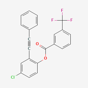 molecular formula C22H12ClF3O2 B12549989 Benzoic acid, 3-(trifluoromethyl)-, 4-chloro-2-(phenylethynyl)phenyl ester CAS No. 183589-72-2