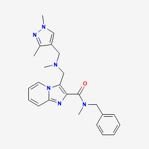 molecular formula C24H28N6O B1255000 3-[[(1,3-dimethyl-4-pyrazolyl)methyl-methylamino]methyl]-N-methyl-N-(phenylmethyl)-2-imidazo[1,2-a]pyridinecarboxamide 