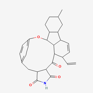 molecular formula C28H31NO4 B1255011 5,8-乙烯荧蒽并[9',1':2,3,4]氧杂环十二烷[6,7-c]吡咯-1,3,17(2H,4H,10H)-三酮，16-乙烯基-3a,9a,9b,11,12,13,13a,13b,16,16a,16b,17a-十二氢-12-甲基- 