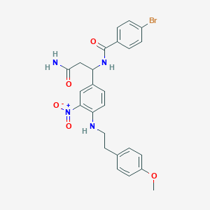 molecular formula C25H25BrN4O5 B1255012 N-[3-amino-1-[4-[2-(4-methoxyphenyl)ethylamino]-3-nitrophenyl]-3-oxopropyl]-4-bromobenzamide 
