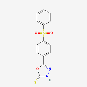 molecular formula C14H10N2O3S2 B12550163 5-[4-(Benzenesulfonyl)phenyl]-1,3,4-oxadiazole-2(3H)-thione CAS No. 147411-11-8
