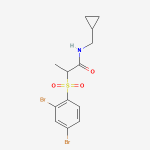 molecular formula C13H15Br2NO3S B12550187 N-(Cyclopropylmethyl)-2-(2,4-dibromobenzene-1-sulfonyl)propanamide CAS No. 143704-78-3