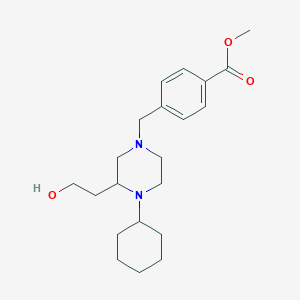 molecular formula C21H32N2O3 B1255027 4-[[4-Cyclohexyl-3-(2-hydroxyethyl)-1-piperazinyl]methyl]benzoic acid methyl ester 