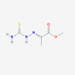 molecular formula C5H9N3O2S B12551044 Propanoic acid, 2-[(aminothioxomethyl)hydrazono]-, methyl ester CAS No. 143629-05-4