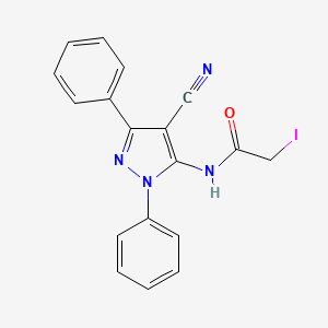 molecular formula C18H13IN4O B12551050 N-(4-Cyano-1,3-diphenyl-1H-pyrazol-5-yl)-2-iodoacetamide CAS No. 189757-40-2