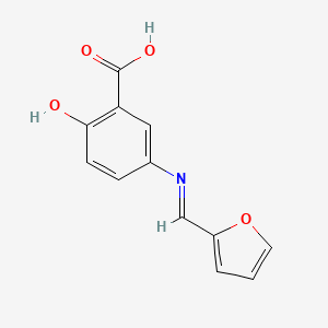molecular formula C12H9NO4 B12551137 Benzoic acid, 5-[(2-furanylmethylene)amino]-2-hydroxy- CAS No. 188877-88-5