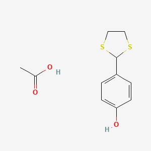 molecular formula C11H14O3S2 B12551361 Acetic acid;4-(1,3-dithiolan-2-yl)phenol CAS No. 150372-43-3