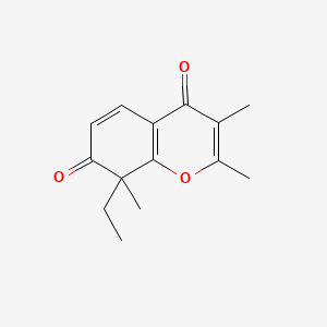 molecular formula C14H16O3 B1255148 2,3,8-Trimethyl-4H-1-benzopyran-4,7(8H)-dione 