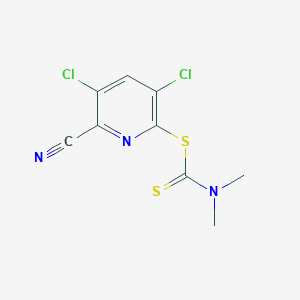 molecular formula C9H7Cl2N3S2 B12551740 Carbamodithioic acid, dimethyl-, 3,5-dichloro-6-cyano-2-pyridinyl ester CAS No. 159324-91-1