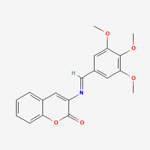 molecular formula C19H17NO5 B12551827 3-{(E)-[(3,4,5-Trimethoxyphenyl)methylidene]amino}-2H-1-benzopyran-2-one CAS No. 821783-29-3